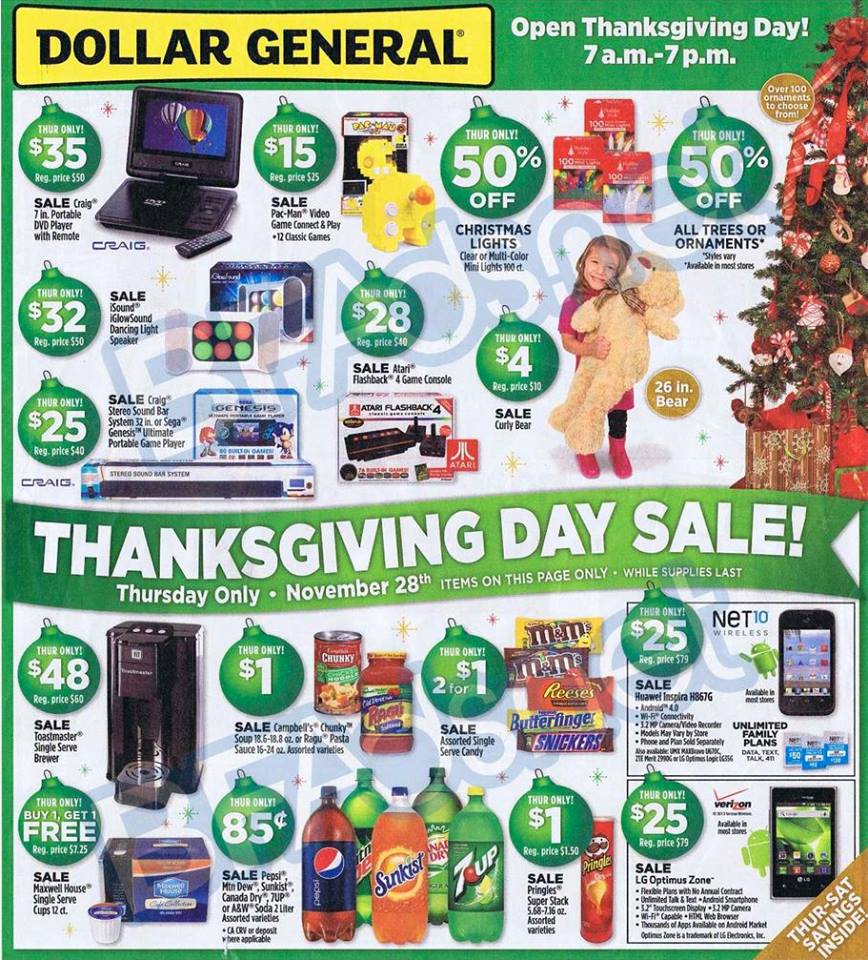 Dollar General: Hot Deals & Will Be Open Thanksgiving Day
